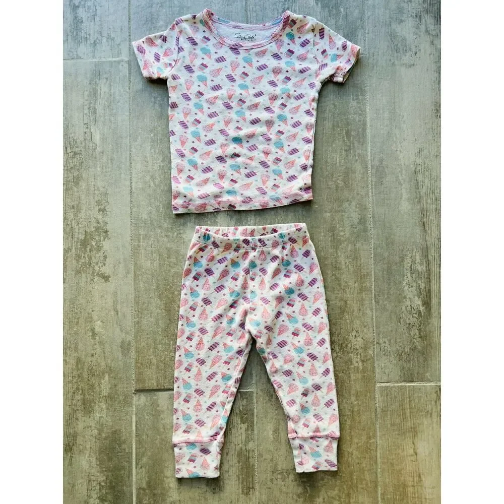 Rene Rofe Toddler Girls Cotton 2 Piece Snug Fit Pajama Set Pjs Ice Cream Cute 2T